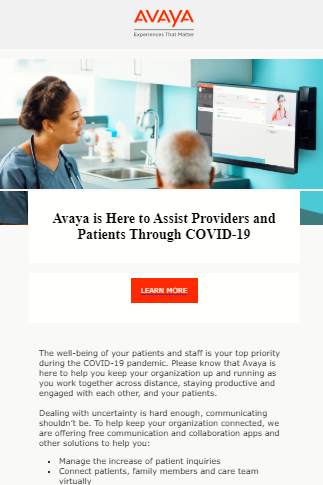 AVAYA Supporting You and Your Patients Through COVID-19