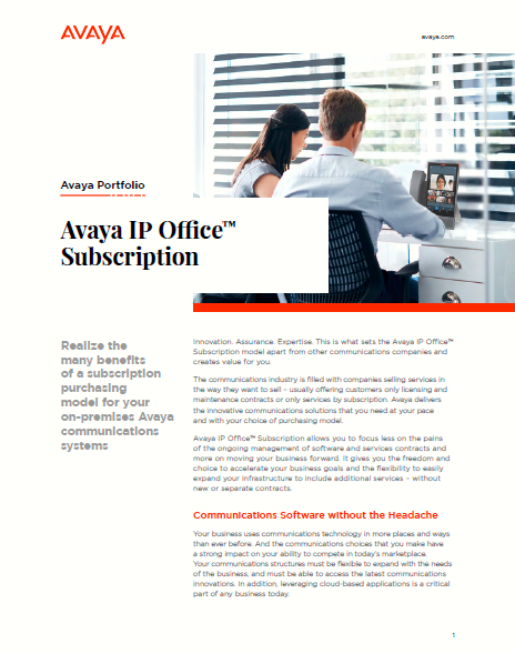Avaya IP Office™ Subscription